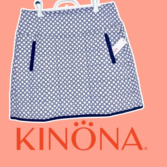 Kinona Dresses & Skirts - KINONA Quilted & Cozy Golf Skort L Navy White Print UPF 50 Built-in Shorts